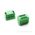 Plug in male socket bent foot terminal
